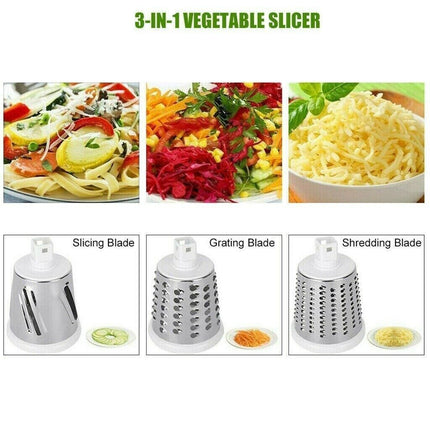 3 in1 Rotary Vegetable Slicer Cheese Grater Manual Food Drum Chopper Shredder AU