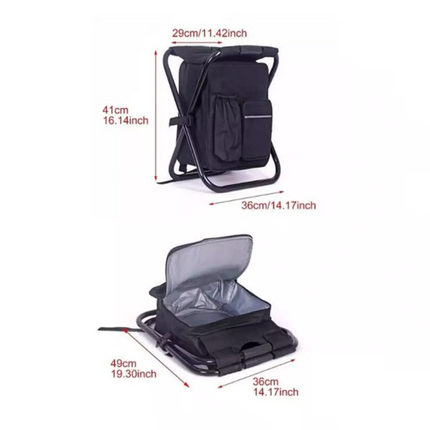 Folding Stool Insulated Cooler Bag Backpack Chair Beach Fishing Camping Hiking