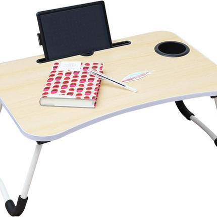 Adjustable Laptop Stand Desk Table Tray Bed Study Portable Foldable - White Maple