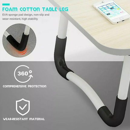 Adjustable Laptop Stand Desk Table Tray Bed Study Portable Foldable - White Maple