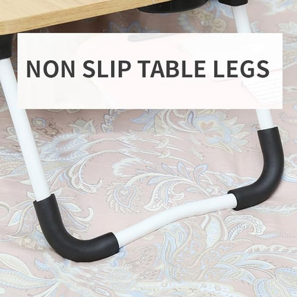 Adjustable Laptop Stand Desk Table Tray Bed Study Portable Foldable - White Maple