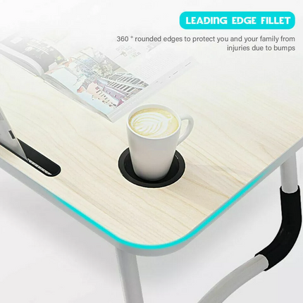 Adjustable Laptop Stand Desk Table Tray Bed Study Portable Foldable - White Maple