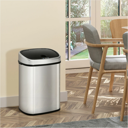 50L Devanti Motion Sensor Bin Rubbish Automatic Trash Can Kitchen Silver