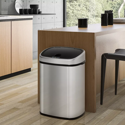 50L Devanti Motion Sensor Bin Rubbish Automatic Trash Can Kitchen Silver