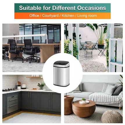 50L Devanti Motion Sensor Bin Rubbish Automatic Trash Can Kitchen Silver