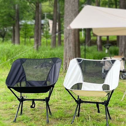 Small Camping Chair Folding Portable Lightweight Beach Picnic Fishing Moon Chair ~ Black