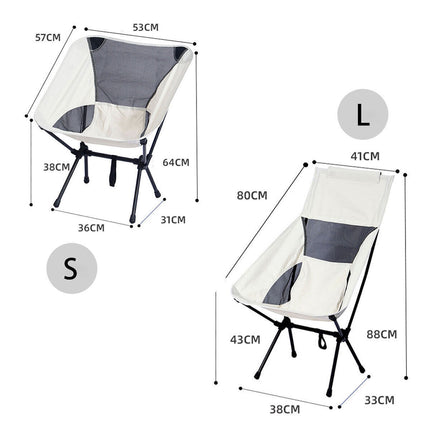 Small Camping Chair Folding Portable Lightweight Beach Picnic Fishing Moon Chair ~ Black