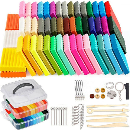 83pcs Set 50 Colors Polymer Clay Oven Bake Craft Moulding Block Tool Kit