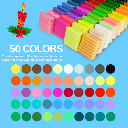 83pcs Set 50 Colors Polymer Clay Oven Bake Craft Moulding Block Tool Kit