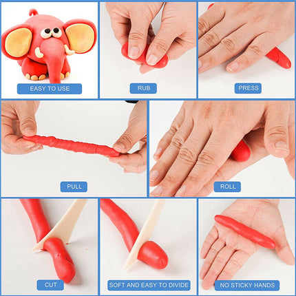 83pcs Set 50 Colors Polymer Clay Oven Bake Craft Moulding Block Tool Kit