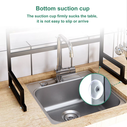 65cm Over Sink Dish Drying Rack Drainer Steel Cup Cutlery Organizer