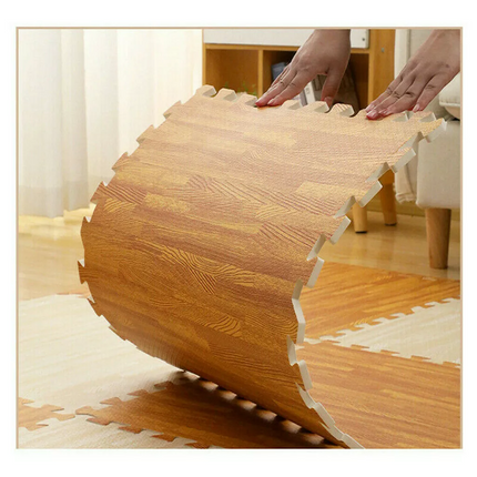 6PCS EVA Foam Tiles Interlocking Exercise Floor Mat Wood Grain Soft Play Mat AU~Light Wood