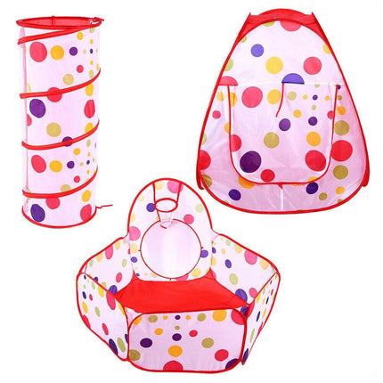3 in 1 Pit Ball Pool Play Tunnel Pool Pop Up Tent Playhouse Foldable Kids Baby