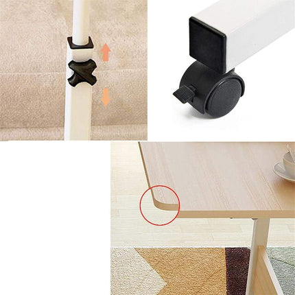 Adjustment Portable Table Height Adjustable Folding Sofa Side Desk Multifunction Snack Laptop TV Tray Bed Table~White