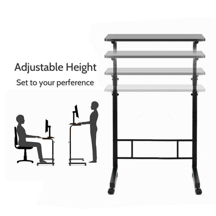 Adjustment Portable Table Height Adjustable Folding Sofa Side Desk Multifunction Snack Laptop TV Tray Bed Table~White