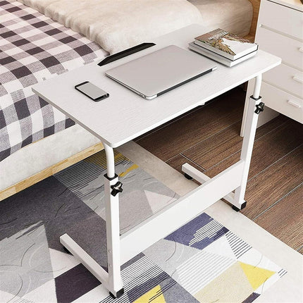 Adjustment Portable Table Height Adjustable Folding Sofa Side Desk Multifunction Snack Laptop TV Tray Bed Table~White