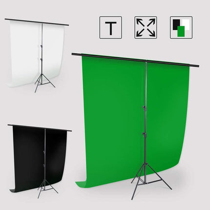 3m Studio Backdrop Stand Kit with Black,  White & Green Screen