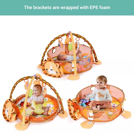 Truboo 3 in 1 Baby Activity Gym Infant Play Floor Mat Ball Pit Toys Fitness~Lion