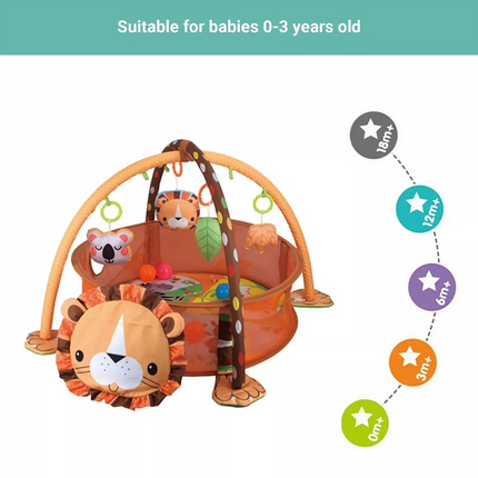 Truboo 3 in 1 Baby Activity Gym Infant Play Floor Mat Ball Pit Toys Fitness~Lion