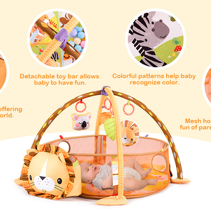 Truboo 3 in 1 Baby Activity Gym Infant Play Floor Mat Ball Pit Toys Fitness~Lion