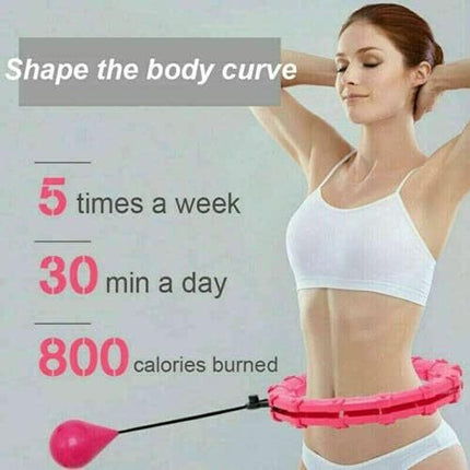 24 Knots Fitness Smart Hula Hoop Detachable Weighted Hoops Lose Weight Sports - Pink
