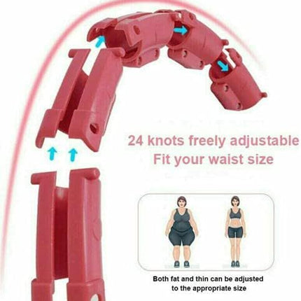 24 Knots Fitness Smart Hula Hoop Detachable Weighted Hoops Lose Weight Sports - Pink