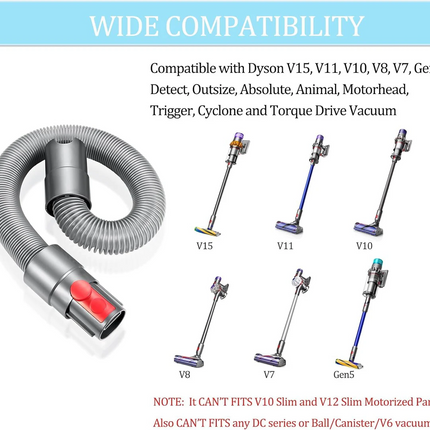 Extension Flexible Hose for Dyson Vacuum Cleaner V7 V8 V10 V11 Series, Extend to 150cm Extendable Hose Dyson Accessories