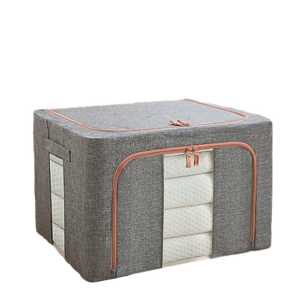 Foldable Storage Box Crushed Steel Frame Clothes Quilt Toys Organizer - Grey 100L