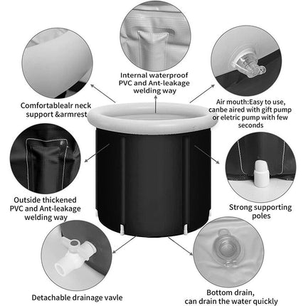 Portable Ice Bath Tub Athletes Cold Hot Water Therapy Folding Bathtub 90 x 75cm