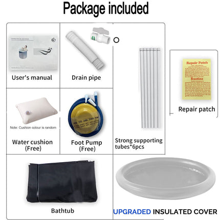 Portable Ice Bath Tub Athletes Cold Hot Water Therapy Folding Bathtub 90 x 75cm