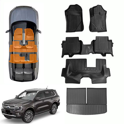 3D TPE Floor Mats Boot Liner Cargo Carpet For Ford Everest 2022-2025 7 Seater UB