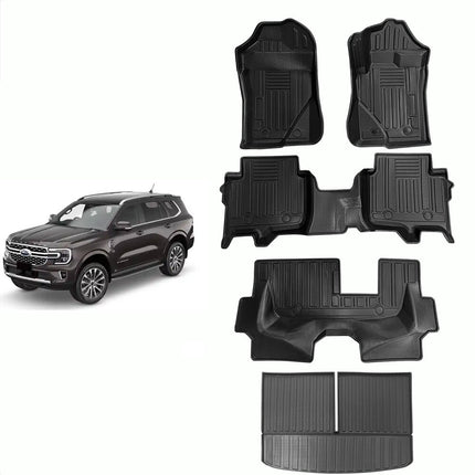 3D TPE Floor Mats Boot Liner Cargo Carpet For Ford Everest 2022-2025 7 Seater UB