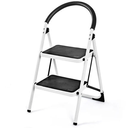 2 Step Ladder Folding Stool Heavy Duty 150kg Capacity Industrial Lightweight