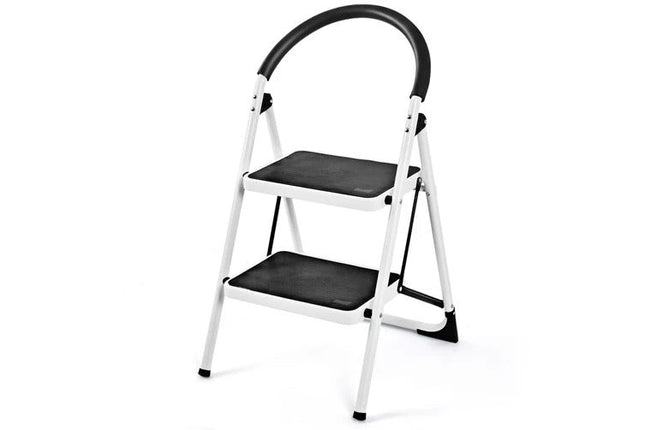 2 Step Ladder Folding Stool Heavy Duty 150kg Capacity Industrial Lightweight