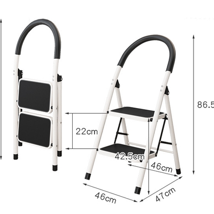 2 Step Ladder Folding Stool Heavy Duty 150kg Capacity Industrial Lightweight