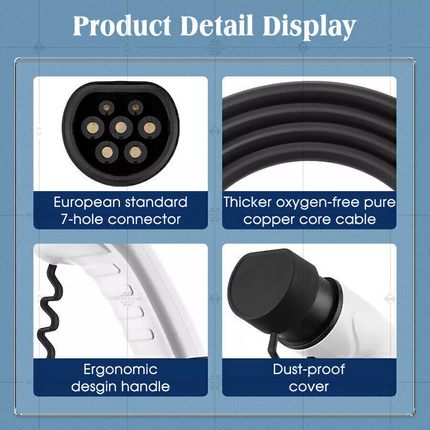 ***** FACTORY SECOND **** EV Power Cable Type 2 Universal Portable 5M Charging 32A 22kW 3-Phase Telsa BYD