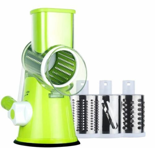 3 in1 Rotary Vegetable Slicer Cheese Grater Manual Food Drum Chopper Shredder AU
