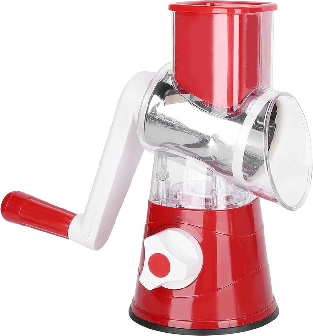 3 in1 Rotary Vegetable Slicer Cheese Grater Manual Food Drum Chopper Shredder AU~Red
