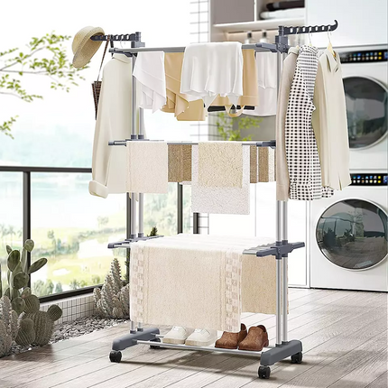 3 Tiers Clothes Airer Drying Rack Foldable Garment Hanger Laundry Support Horse