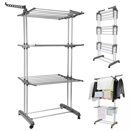 3 Tiers Clothes Airer Drying Rack Foldable Garment Hanger Laundry Support Horse