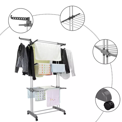 3 Tiers Clothes Airer Drying Rack Foldable Garment Hanger Laundry Support Horse