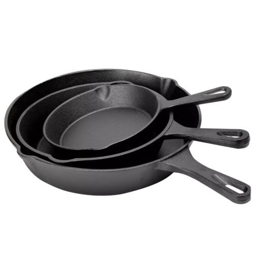 Pre Seasoned Cast Iron Skillet Fry Pan Set 3-Piece Frying Pan Set Kitchen Tools