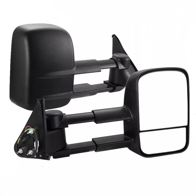Pair Power Extendable Towing Mirrors For Nissan Patrol Y61 GU Black 1997-2016