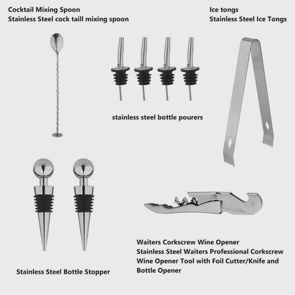 20PCS 750ml Stainless Steel Cocktail Shaker Mixer Drink Set Bartender Bar Tool