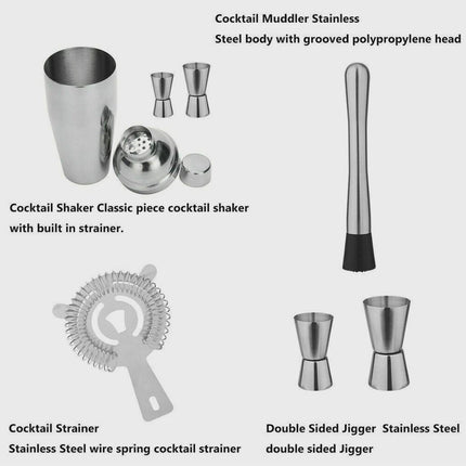 20PCS 750ml Stainless Steel Cocktail Shaker Mixer Drink Set Bartender Bar Tool