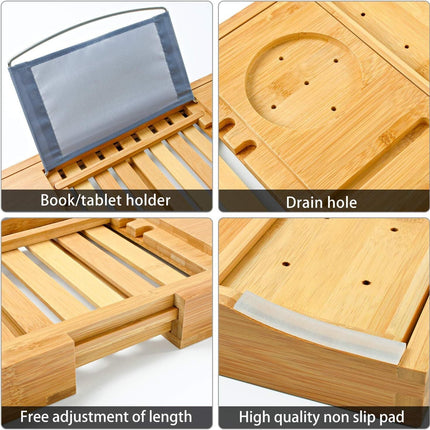 Bamboo Bath Caddy Over Tub Storage Organiser