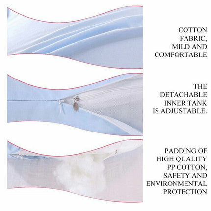 U Shape Pregnancy Pillow Full Body Maternity Support Pillow Cotton Cover 140x80cm