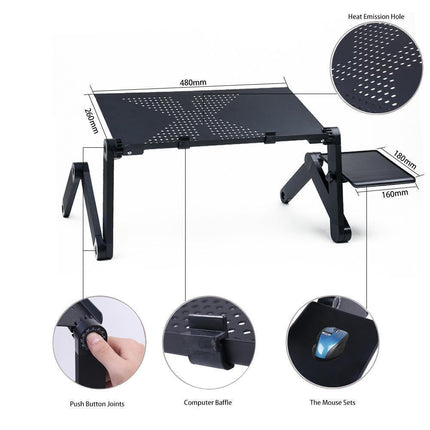Adjustable Foldable Laptop Table Stand with Mouse Pad – Portable Bed Desk for Laptop, Sofa & Couch