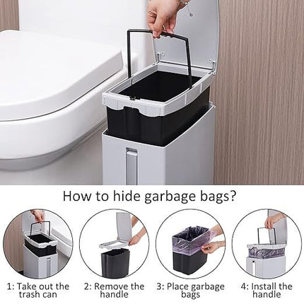Trash Can with Toilet Brush Set