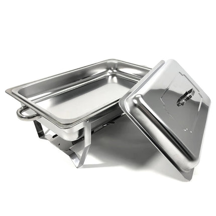 9L Insulated 304 Stainless Steel Food Warmer Bow Buffet Bain Marie Chafing Dish Stainless Steel Chafing Dish Buffet Chafer Set with Frame Water Tray